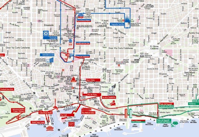 Plano del Bus Turístic de Barcelona