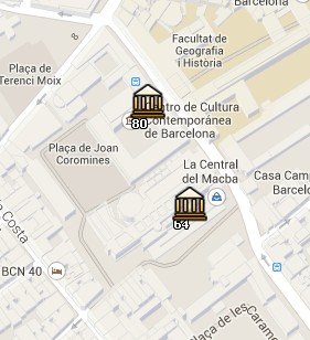 Situación del CCCB en el Mapa de Barcelona