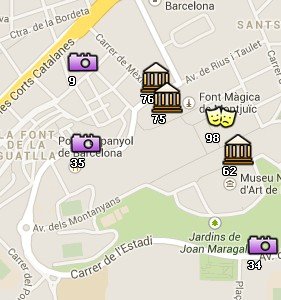 Situación del Poble Espanyol en el Mapa de Barcelona