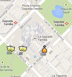 Situación de la Sagrada Familia en el Mapa de Barcelona