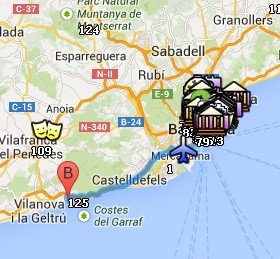 Situación de Sitges respecto a Barcelona