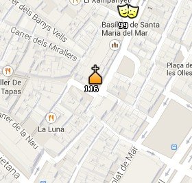 Situación de Santa Maria del Mar en el Mapa de Barcelona