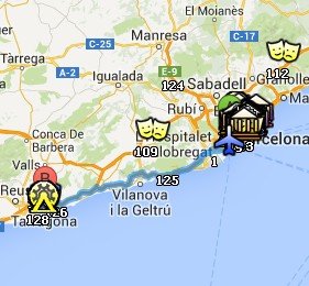 Situación de Tarragona respecto a Barcelona