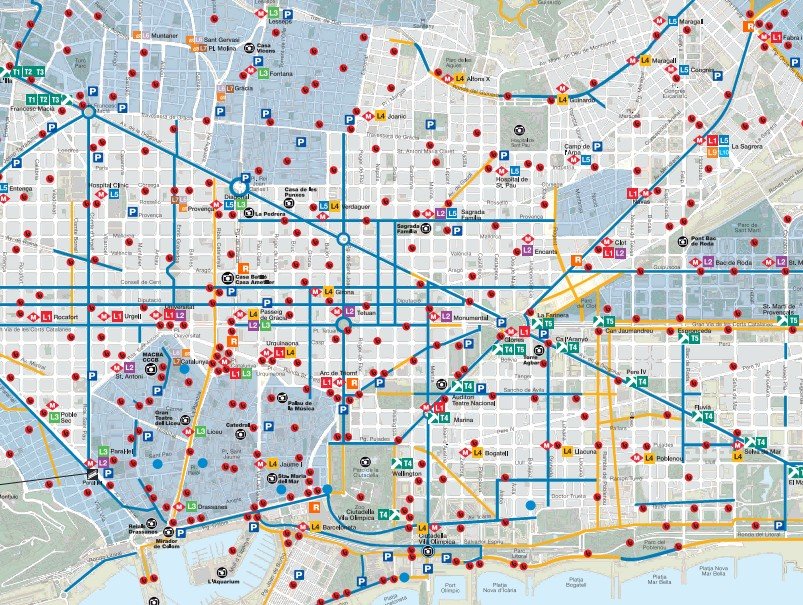 Plano del Carril-bici en Barcelona